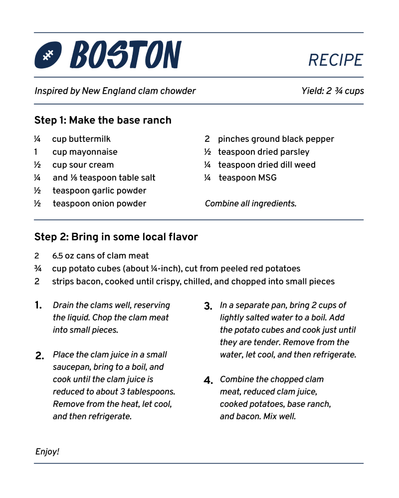 Receta de rancho Boston