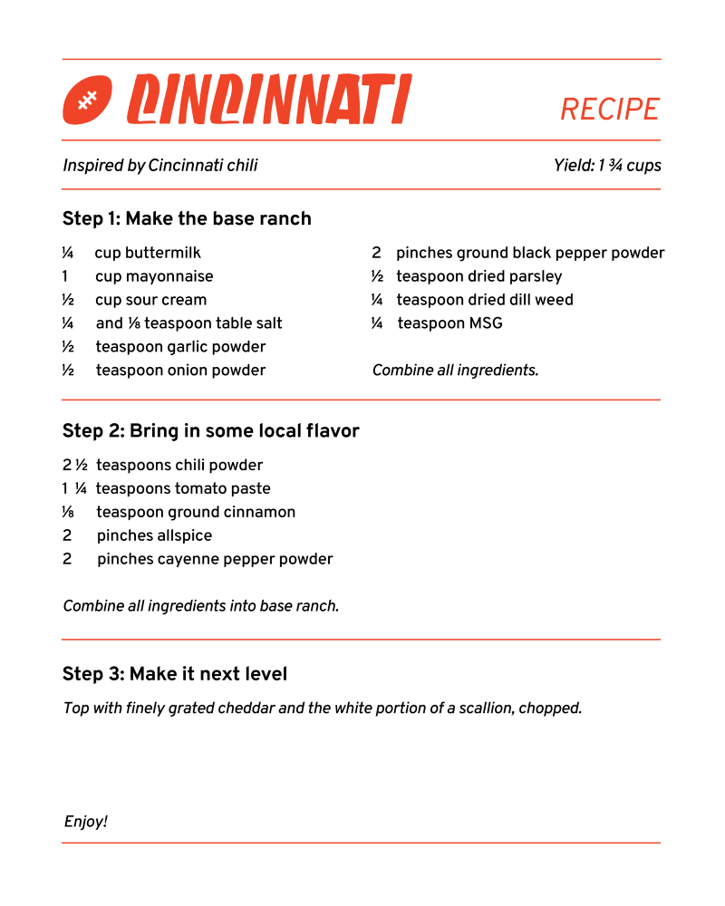 receta de rancho de Cincinnati