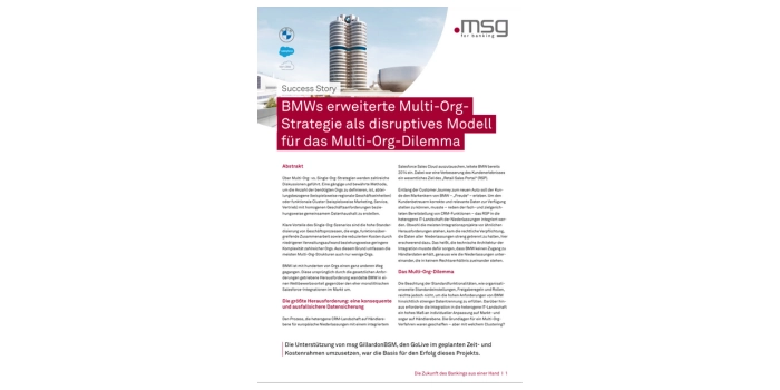 Extended multi-org strategy for BMW