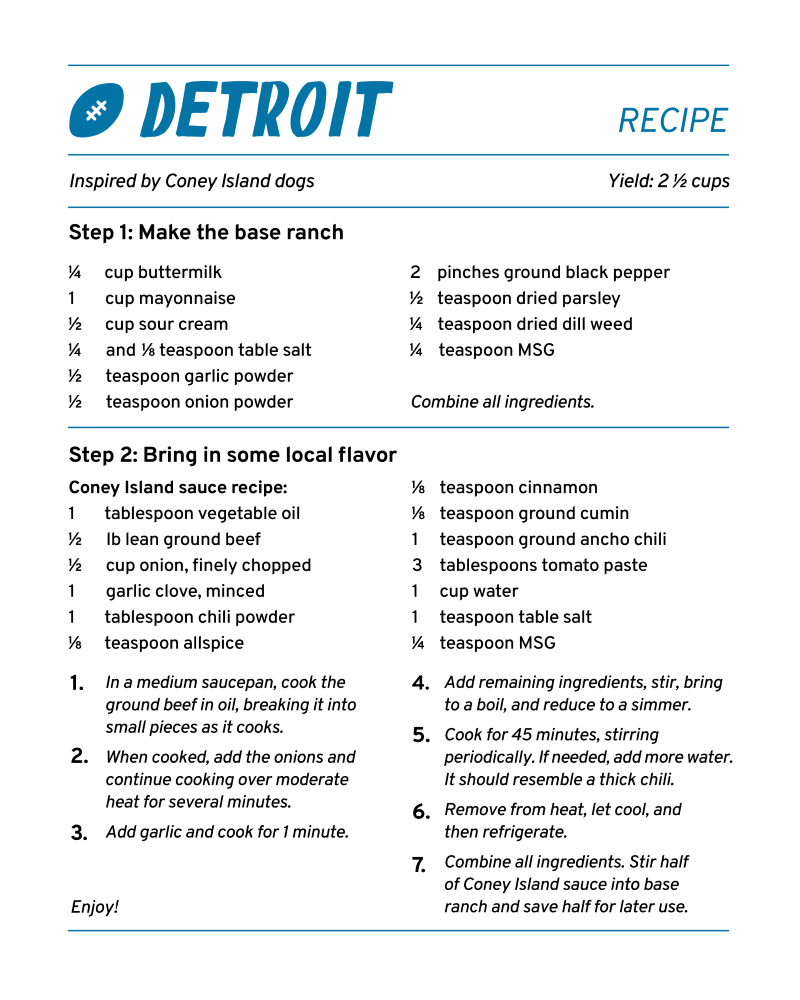 receta de rancho de Detroit