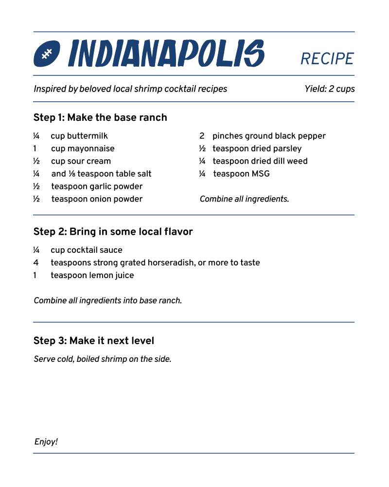 Receta de rancho de Indianápolis