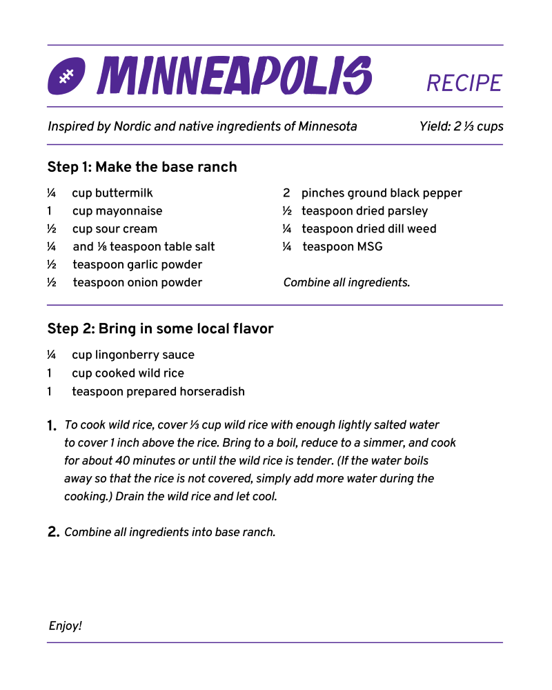 Receta de rancho de Minneapolis