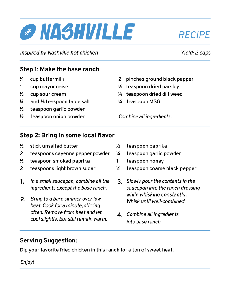 Receta de rancho Nashville