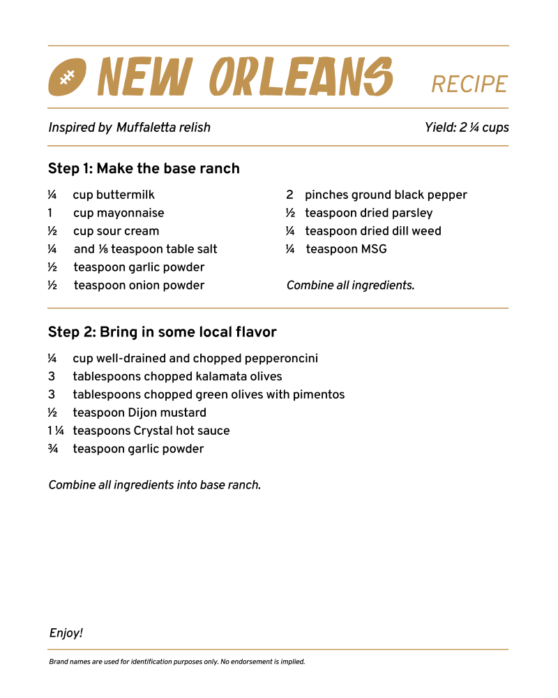 Receta de rancho de Nueva Orleans