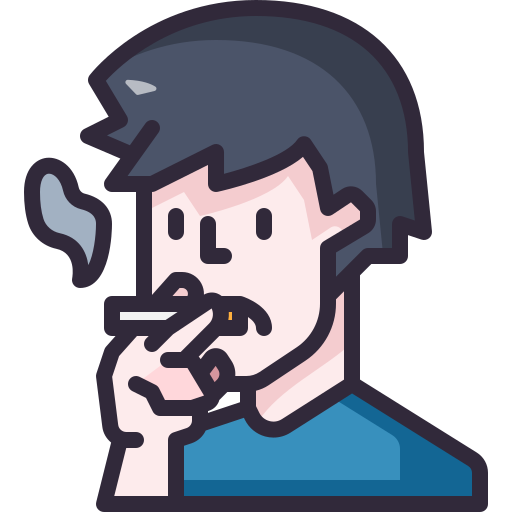 a man smoking and coughing
